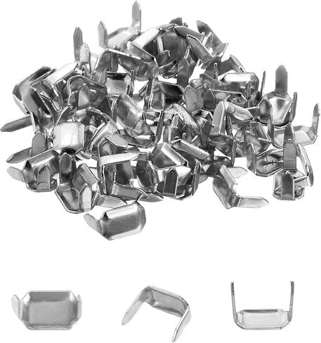 uxcell 100Pcs Brass Leather Staples, 8mm Two Prong Belt Loops Fasteners Holders for Leathercraft Belt Keeper Connection, Silver Tone in Saudi Arabia