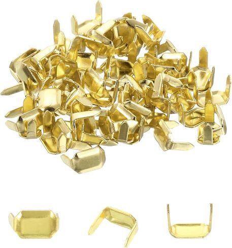 uxcell 100Pcs Brass Leather Staples, 8mm Two Prong Belt Loops Fasteners Holders for Leathercraft Belt Keeper Connection, Silver Tone in Saudi Arabia