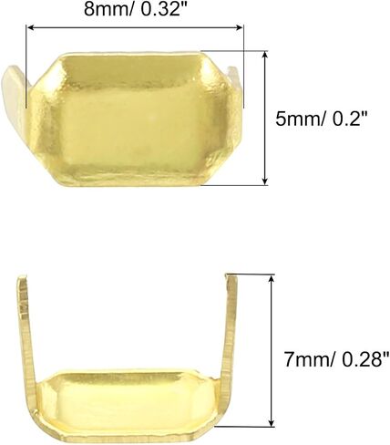 uxcell 100Pcs Brass Leather Staples, 8mm Two Prong Belt Loops Fasteners Holders for Leathercraft Belt Keeper Connection, Silver Tone in Saudi Arabia