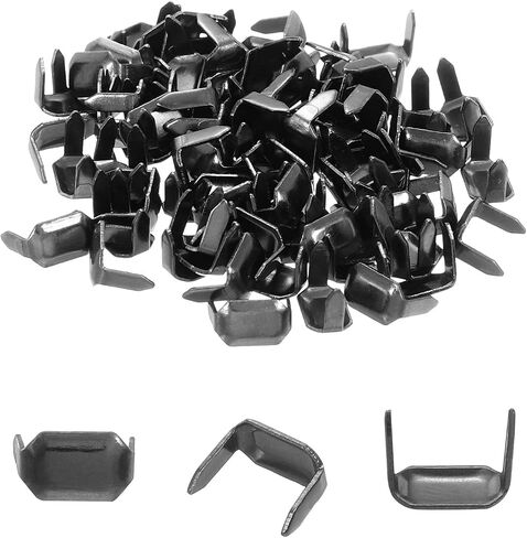 uxcell 100Pcs Brass Leather Staples, 8mm Two Prong Belt Loops Fasteners Holders for Leathercraft Belt Keeper Connection, Silver Tone in Saudi Arabia