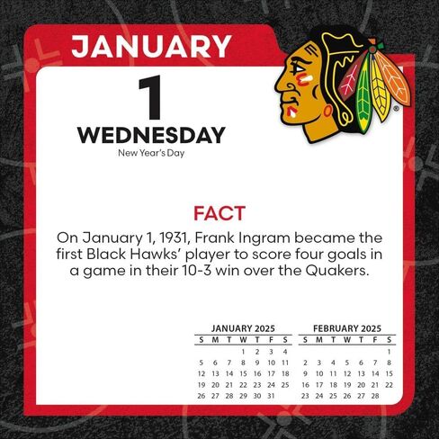 TURNER SPORTS Chicago Blackhawks 2025 Box Calendar (25998053084) in Saudi Arabia