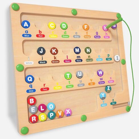 Magnetic Alphabet Maze for Toddlers: Montessori Toys for 3+ Year Old, Learning Color and Number Sorting, Fine Motor Skills, Educational Toy for Preschoolers Boys and Girls, Kids in Saudi Arabia