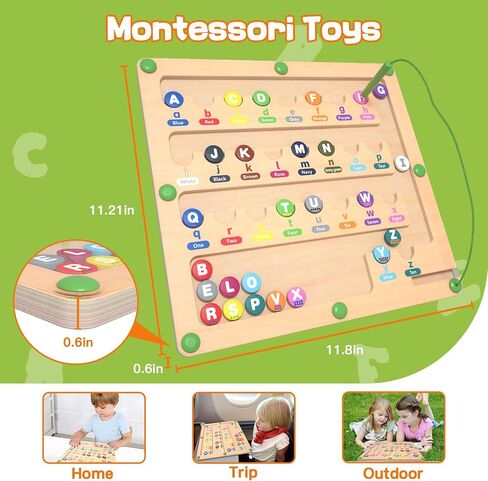 Magnetic Alphabet Maze for Toddlers: Montessori Toys for 3+ Year Old, Learning Color and Number Sorting, Fine Motor Skills, Educational Toy for Preschoolers Boys and Girls, Kids in Saudi Arabia