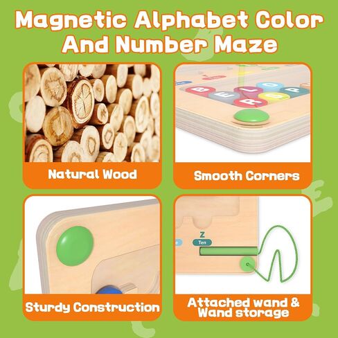 Magnetic Alphabet Maze for Toddlers: Montessori Toys for 3+ Year Old, Learning Color and Number Sorting, Fine Motor Skills, Educational Toy for Preschoolers Boys and Girls, Kids in Saudi Arabia