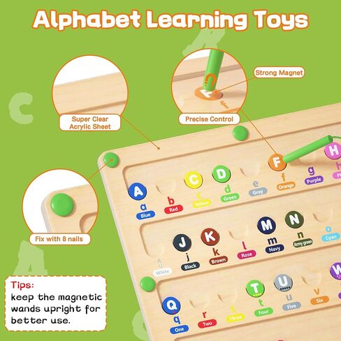 Magnetic Alphabet Maze for Toddlers: Montessori Toys for 3+ Year Old, Learning Color and Number Sorting, Fine Motor Skills, Educational Toy for Preschoolers Boys and Girls, Kids in Saudi Arabia