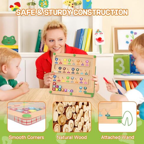 Magnetic Alphabet Maze for Toddlers: Montessori Toys for 3+ Year Old, Learning Color and Number Sorting, Fine Motor Skills, Educational Toy for Preschoolers Boys and Girls, Kids in Saudi Arabia