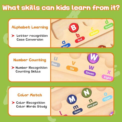 Magnetic Alphabet Maze for Toddlers: Montessori Toys for 3+ Year Old, Learning Color and Number Sorting, Fine Motor Skills, Educational Toy for Preschoolers Boys and Girls, Kids in Saudi Arabia