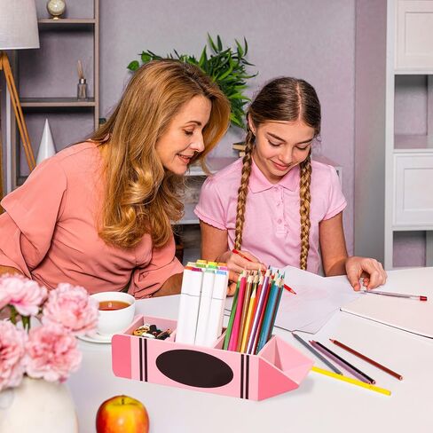 Teacher Pencil Holder Christmas Teacher Appreciation Gift Personalized Teacher Name Pen Holder Case Pink Crayon Shaped DIY Teacher Desk Organizer Container Decor for Christmas Office Birthday Supplies in Saudi Arabia