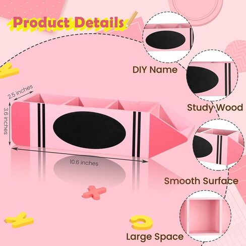 Teacher Pencil Holder Christmas Teacher Appreciation Gift Personalized Teacher Name Pen Holder Case Pink Crayon Shaped DIY Teacher Desk Organizer Container Decor for Christmas Office Birthday Supplies in Saudi Arabia