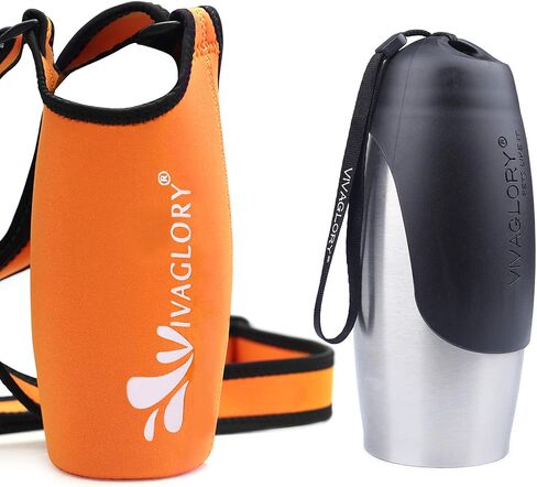 VIVAGLORY 25oz Stainless Steel Water Bottle & Neoprene Bottle Carrier Combo, Dog Drinking Bottles and Water Bottle Holder, Great for Hiking & Traveling with Pets in Saudi Arabia