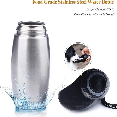 VIVAGLORY 25oz Stainless Steel Water Bottle & Neoprene Bottle Carrier Combo, Dog Drinking Bottles and Water Bottle Holder, Great for Hiking & Traveling with Pets in Saudi Arabia