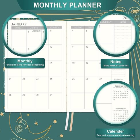 Planner 2024 - Weekly Monthly Planner 2024, 2024 Calendar Planner from January 2024 - December 2024, 5.75" x 8.4", Planner 2024 with Inner Pocket, Pen Holder, Elastic Closure in Saudi Arabia