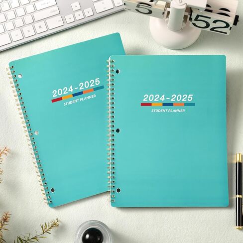 مخطط الطلاب 2024-2025 - مخطط أكاديمي 2024-2025 من يوليو 2024 - يونيو 2025، 11 بوصة × 9 بوصة، مخطط دروس أسبوعي مزود بملصقات وأهداف الأسبوع وعلامات تبويب مطبوعة وتجليد ذهبي مزدوج السلك in Kuwait
