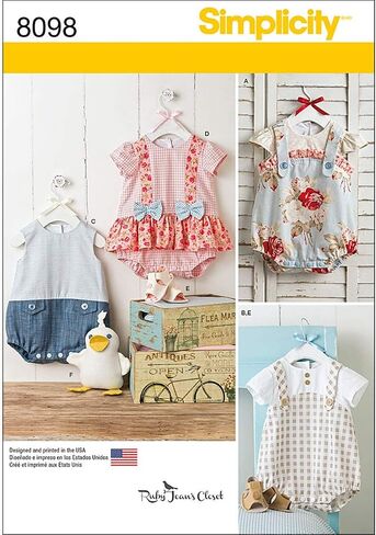 Simplicity 8098 Stuffed Duck, Romper, and Sandals Baby Clothes Sewing Pattern, Sizes XXS-L in Saudi Arabia