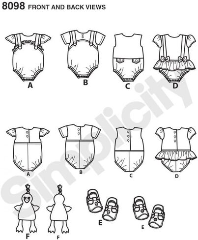 Simplicity 8098 Stuffed Duck, Romper, and Sandals Baby Clothes Sewing Pattern, Sizes XXS-L in Saudi Arabia