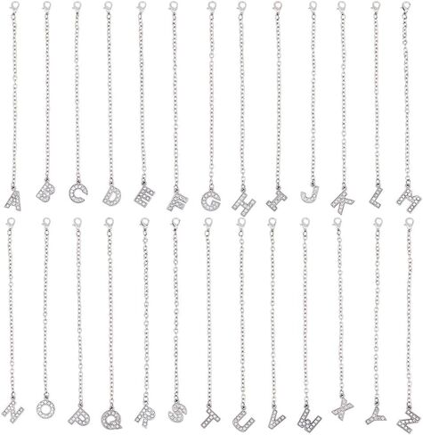SUPERFINDINGS 26Pcs Cup Handle Charm Letter A-Z Handle Pendant Chains Decorations with Lobster Claw Clasp Name Id Long Alphabet Hanging Charm for Cups Bags,15.8cm in Saudi Arabia