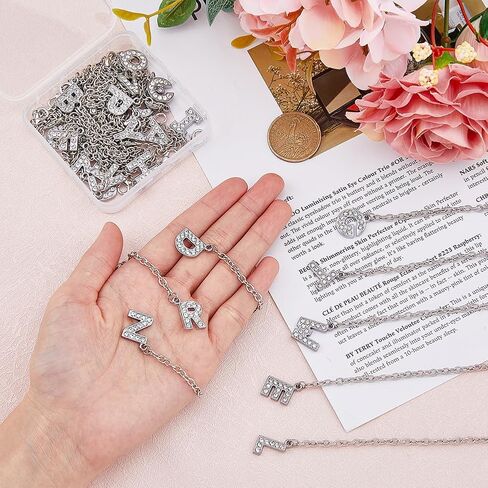 SUPERFINDINGS 26Pcs Cup Handle Charm Letter A-Z Handle Pendant Chains Decorations with Lobster Claw Clasp Name Id Long Alphabet Hanging Charm for Cups Bags,15.8cm in Saudi Arabia