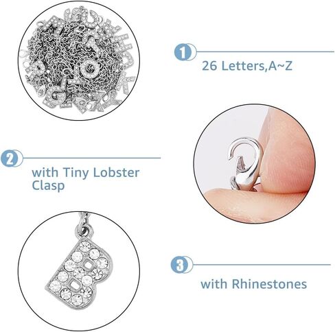 SUPERFINDINGS 26Pcs Cup Handle Charm Letter A-Z Handle Pendant Chains Decorations with Lobster Claw Clasp Name Id Long Alphabet Hanging Charm for Cups Bags,15.8cm in Saudi Arabia