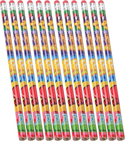 Colorful Gamers Power Up Wood Pencils With Pink Top Erasers - 24 Pack (7.5") Themed Pencils for the Video Game Lover. Printed" Game Over, Power-Up, Winner, Level-Up. (Gamers Pencil, 24, Count) in Saudi Arabia