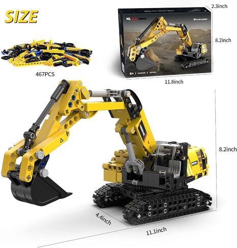 STEM Building Toys for 6 7 8 9 10 11 12 + Year Old Boys Gifts,Excavator Model Building Blocks Kit,Educational Learning Toys Construction Engineering Vehicle Digger Sets Birthday Gift for Kids(467 Pcs) in Saudi Arabia