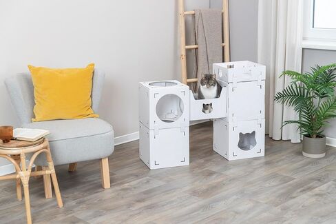 TRIXIE Casa Cara Modular Cardboard Cat Condo, Corrugated Indoor Cat Condo & Play Tower, Individually Combinable Modules for Playing and Relaxing, 100% Recycled Material for Cats up to 18 lbs in Saudi Arabia