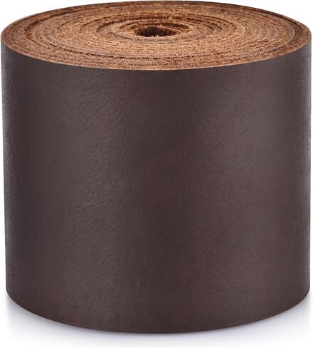 حزام جلدي بعرض 2 بوصة من الجلد المسطح للحرف اليدوية، وشرائط جلدية محببة بالكامل للحرف اليدوية، والأدوات، والحزام، وأدوات الحدائق (سمك 1.6 ملم وطول 62-72 بوصة بني داكن) in Kuwait