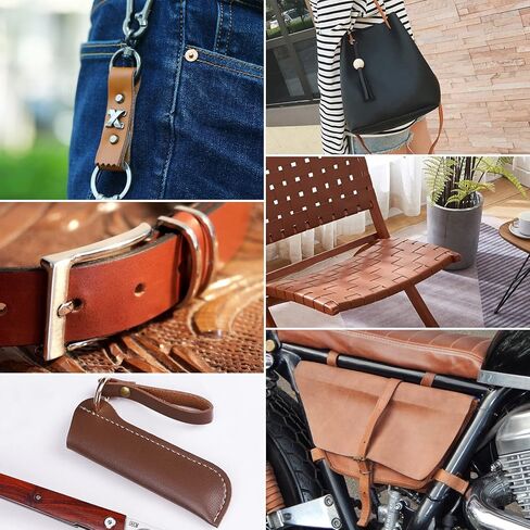 حزام جلدي بعرض 2 بوصة من الجلد المسطح للحرف اليدوية، وشرائط جلدية محببة بالكامل للحرف اليدوية، والأدوات، والحزام، وأدوات الحدائق (سمك 1.6 ملم وطول 62-72 بوصة بني داكن) in Kuwait