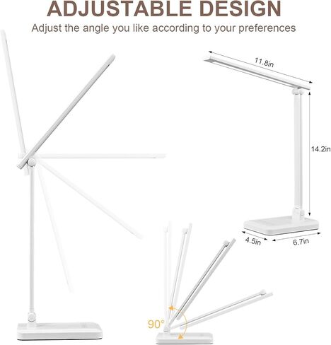 مصباح مكتب LED مع منفذ شحن USB أبيض بالكامل لأساسيات المكتب المنزلي مصباح طاولة مع العناية بالعين 4 ألوان للتحكم في درجة الحرارة باللمس ضوء مكتب يعتم بدون توقف للسكن الجامعي in Kuwait