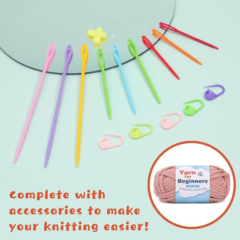 Easy Yarn for Beginners, 4x50g Beginner Yarn with Easy-to-See Stitches, Beginner Chunky Yarn with Crocheting Accessories for DIY Crocheting Projects (Light Purple) in Saudi Arabia