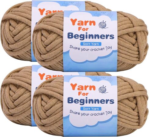 Easy Yarn for Beginners, 4x50g Beginner Yarn with Easy-to-See Stitches, Beginner Chunky Yarn with Crocheting Accessories for DIY Crocheting Projects (Light Purple) in Saudi Arabia