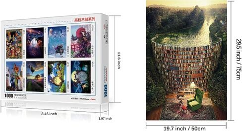 1000 Pieces Puzzle for Adults, Wooden Puzzles 29.5 x 19.7 in,Bookshelf Canal in Saudi Arabia