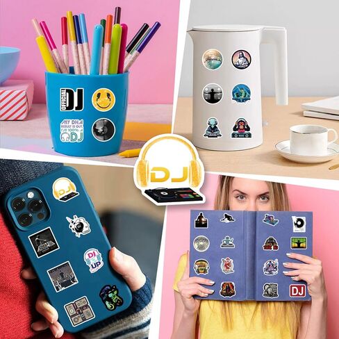 مجموعة 123 قطعة من ملصقات DJ، ملصقات لاصقة جمالية من الفينيل مضادة للماء لزجاجة المياه، والكمبيوتر المحمول، والهاتف، ولوح التزلج، وسجل القصاصات، ومصد للأطفال والمراهقين والبالغين من أجل ديكور الحفلات in Kuwait