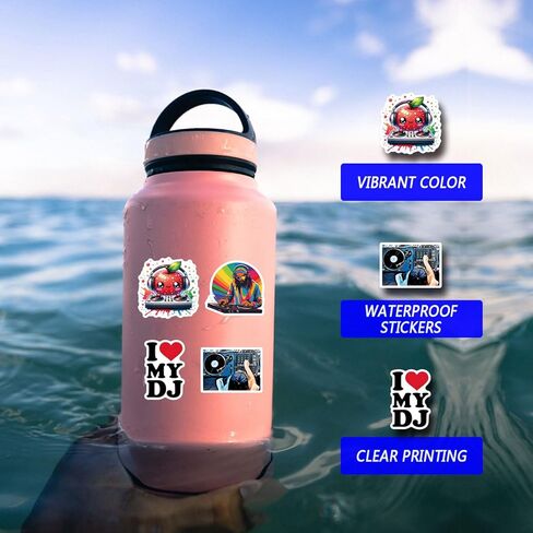 مجموعة 123 قطعة من ملصقات DJ، ملصقات لاصقة جمالية من الفينيل مضادة للماء لزجاجة المياه، والكمبيوتر المحمول، والهاتف، ولوح التزلج، وسجل القصاصات، ومصد للأطفال والمراهقين والبالغين من أجل ديكور الحفلات in Kuwait
