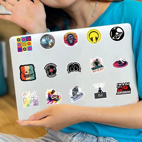 مجموعة 123 قطعة من ملصقات DJ، ملصقات لاصقة جمالية من الفينيل مضادة للماء لزجاجة المياه، والكمبيوتر المحمول، والهاتف، ولوح التزلج، وسجل القصاصات، ومصد للأطفال والمراهقين والبالغين من أجل ديكور الحفلات in Kuwait
