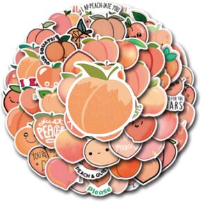 60Pcs Fruit Peach Stickers Peachy Stickers Themed First Birthday Party Decorations Favors Supplies Decor Cute Pink Cartoon Just Peachy Sticker Gifts for Kids Boys Girls School Prizes Carnival (Peach)