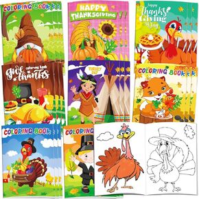 32Pcs Thanksgiving Coloring Books Kids - Thanksgiving Coloring Book for Kids Indoor Activities at Home Party Favors Gift Supplies