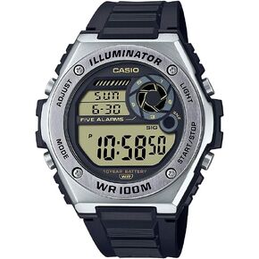 Casio LED Illuminator Men's Quartz Digital Watch Day/Date Indicator 100M Water Resistant 5 AlarmMWD-100HD-1BV