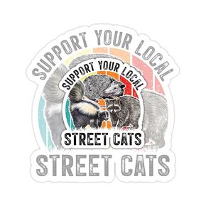(3 قطع) ملصق يدعم قطط الشوارع المحلية، ملصق Trash Panda، ملصق Cat Lover، ملصق Meme، ملصقات مضحكة مقطوعة بالقالب لمساعد الماء لأجهزة الكمبيوتر المحمول، والهاتف، وزجاجات المياه، وملصقات Kindle (مقاس 3 بوصات)
