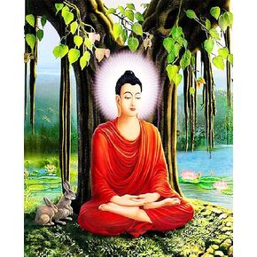 FANGKISSU DIY Diamond Art Kits for Adults Buddha Statue, 5D Diamond Art Buddha Full Drill Round Rhinestone Diamond Art Cross Stitch Embroidery for Crafts 11.8x15.7inch …