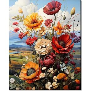 Zemalous Paint by Numbers Kit for Adults Easy Crafts for Women Beginner DIY Colorful Flowers Canvas Painting for Kids Girls 16x20 inch Paint Set Hobbies for Adults