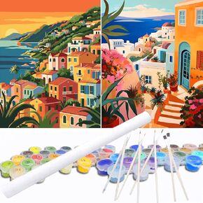 GOUGOUFAFA Paint by Numbers for Adults Beginners 2 Pack- Landscape Adult Paint by Numbers in Colorful Gift Box, Scenery Painting by Numbers for Gift Home Wall Decor(16 x 20 Inch)