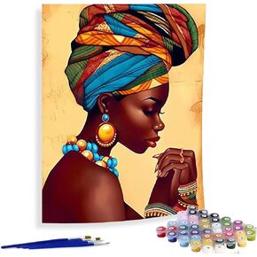 Paint by Numbers for Adults African American, DIY Oil Painting African Woman Black ManTribe Original Sexy Acrylic Paint by Number Kits for Kids Adults Beginner for Home Wall Decor 16x20 inch