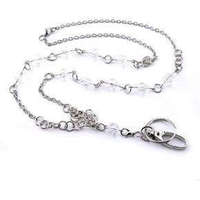 Lanyards for ID Badges, Fashionable Transparent Beaded Stainless Steel Necklace, Key Chain Name Badge Holder, Detachable Neck Lanyard for Teachers, Doctors, Nurses, Employee, Women