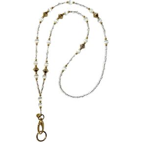 Super Slim Women's Gold Beaded Lanyard 34" Keys ID Card Badge Holder Teacher Keys Cruise Phone