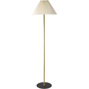 KUNJOULAM Modern Pleated Floor Lamp, Gold Pole Floor Lamps, Simple Design Tall Lamp with Adjustable Beige Lampshade, Standing Lamp for Living Room, Bedroom, Office, Home (Without Bulb)