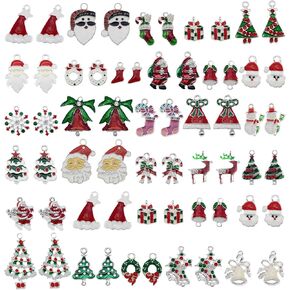 JJGrace 60pcs Silver Plated Christmas Pendant Charm for Necklace Bracelet Jewelry Making Clothes Sewing Bags Decoration Charm DIY Scrapbooking Supply