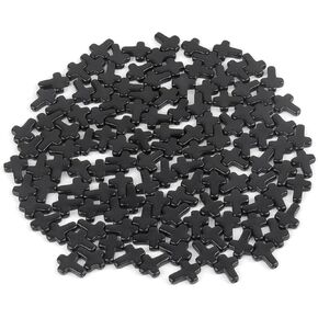 Framendino, 120 Pack Black Cross Beads Turquoise Bulk Mini Gemstone for Jewelry Making Supplies Craft