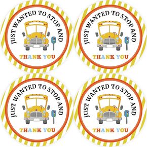 40pcs School Bus Thank You Stickers, Traffic Themed School Bus Thank You Stickers, Stop to Say Thanks Stickers, School Bus Thank You Stickers for Driver Appreciation Thank Party Favors