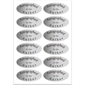 Silver Foil Autographed Label Stickers 1 x 2 Inch Oval Autographed by The Author Stickers Laminated Author Stickers-1008 Labels/Pack