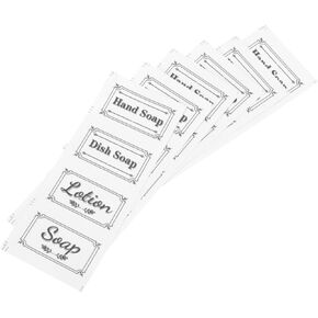 12Sets Self Adhesive Labels for Soap and Lotion Bottles for Organizing Your Bathroom Kitchen Daycare and Washable Bottle Labels